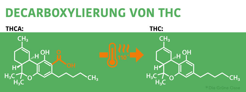 Decarboxylierung: aus THCA wird THC